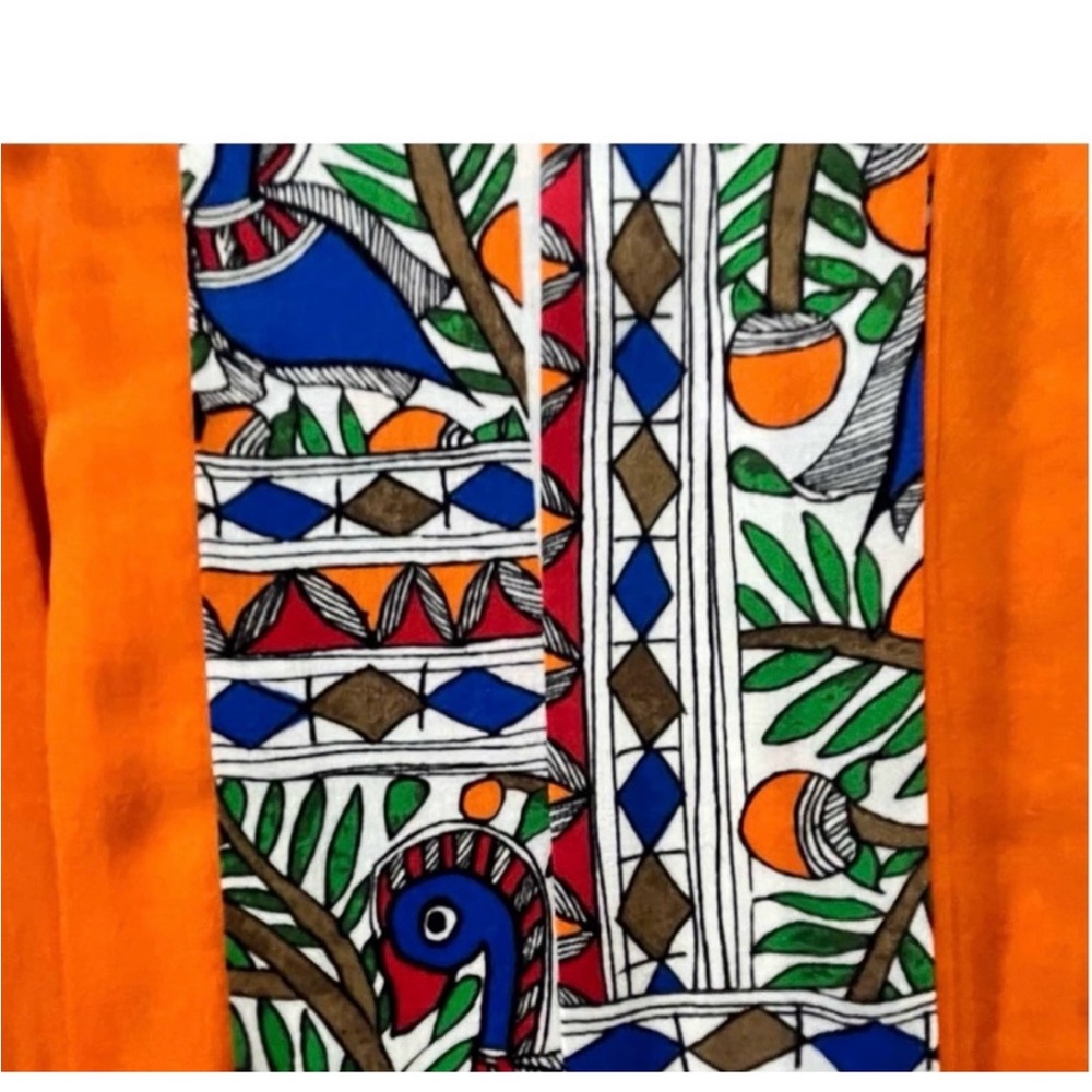Orange Patterned Midi Dress - Picture 9 of 15
